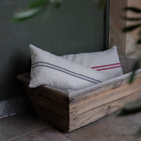 Rustic Grey Stripe Grainsack Bench Cushion