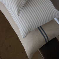 Rustic Blue Stripe Grainsack Bench Cushion