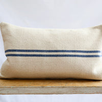 Rustic Blue Stripe Grainsack Oblong Cushion