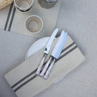Rustic French Grey Stripe Grainsack Placemat