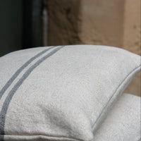Rustic Grey Stripe Grainsack Oblong Cushion