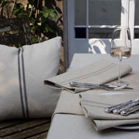 Rustic Grey Stripe Grainsack Cushion