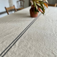'No Waste' Rustic French Grey Stripe Grainsack Tablecloth