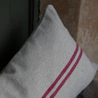 'No Waste' Rustic Red Stripe Grainsack Oblong Cushion
