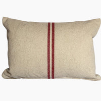 Rustic Red Stripe Grainsack Oblong Cushion