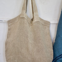 French Slubby Textured Linen Market Bag