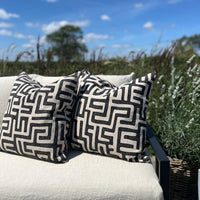 Textured Black & Natural Geometric Cushion