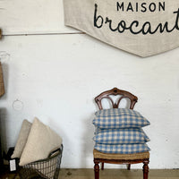Soft Blue Checked Linen Cushion Cover