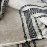 Double Width 'Montblanc' Rustic Black Stripe Linen Sample