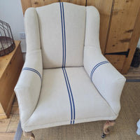 Rustic Blue Stripe Grainsack Fabric Sample