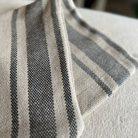 Double Width 'Montblanc' Rustic Black Stripe Linen Sample