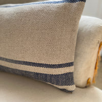 Double Width 'Montblanc' Rustic Navy Stripe Linen Sample