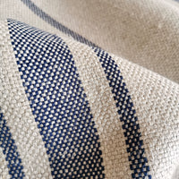 Double Width 'Montblanc' Rustic Navy Stripe Linen Sample
