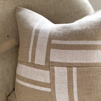 Montblanc Rustic White Stripe Linen Patchwork Cushion