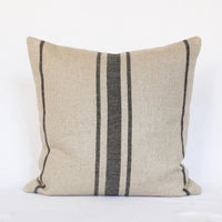 'Montblanc' Rustic Black Stripe Slubby Linen Cushion