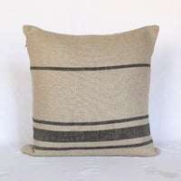 'Montblanc' Rustic Black Stripe Linen Cushion Cover