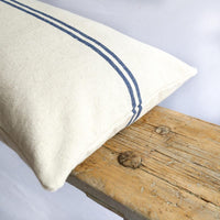 Rustic Blue Stripe Grainsack Bench Cushion