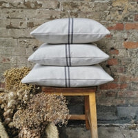 'No Waste' 'Recover' Recycled Grey Stripe Grainsack Cushion