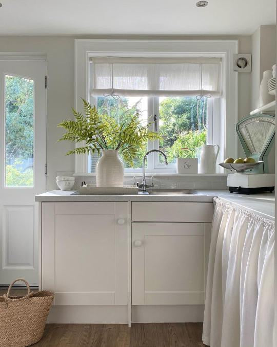 Soft White French Linen Skirt Curtain