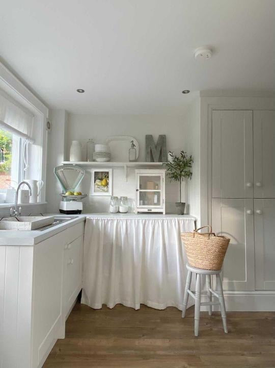 Soft White French Linen Skirt Curtain