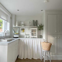 Soft White French Linen Skirt Curtain
