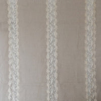French Woven Embroidered Lace Linen - Natural
