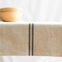 Rustic French Grey Stripe Grainsack Table Runner