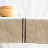 Rustic French Grey Stripe Grainsack Table Runner