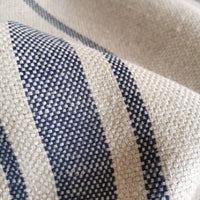 'Montblanc' Rustic Navy Stripe Linen - Double Width