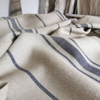 'Montblanc' Rustic Navy Stripe Linen - Double Width