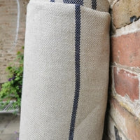 'Montblanc' Rustic Navy Stripe Linen - Double Width