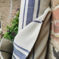 'Montblanc' Rustic Navy Stripe Linen - Double Width