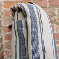'Montblanc' Rustic Navy Stripe Linen - Double Width
