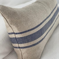 Montblanc' Rustic Black Stripe Heavy Linen Oblong Cushion Cover
