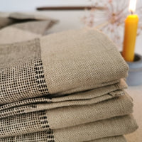 French Woven Linen Embroidered Napkin - Natural