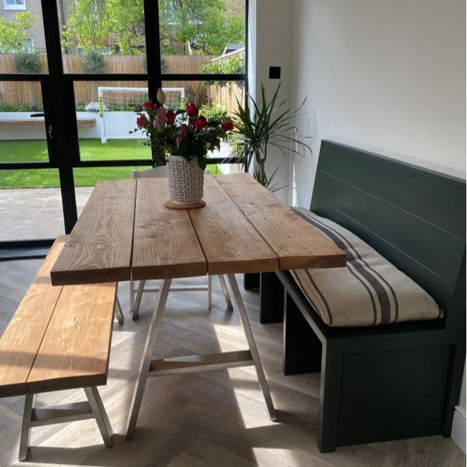 'Montblanc' Rustic Black Stripe Linen Bench Cushion