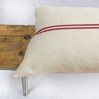 Rustic Red Stripe Grainsack Bench Cushion