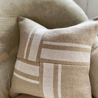 Montblanc Rustic White Stripe Linen Patchwork Cushion