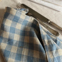 Soft Blue Checked Linen Napkin