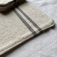 Rustic Grey Stripe Grainsack Placemat set