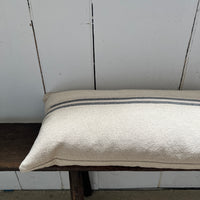 Rustic Grey Stripe Grainsack Oblong Cushion