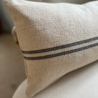 Rustic Grey Stripe Grainsack Oblong Cushion