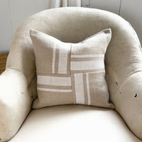 Montblanc Rustic White Stripe Linen Patchwork Cushion