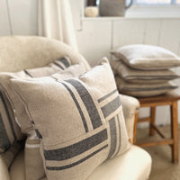 Montblanc Rustic Black Stripe Patchwork Cushion Cover