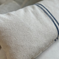 Rustic Blue Stripe Grainsack Oblong Cushion
