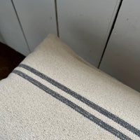 Rustic Grey Stripe Grainsack Oblong Cushion