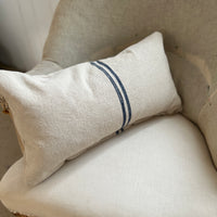 Rustic Blue Stripe Grainsack Oblong Cushion