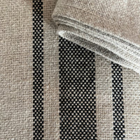 Rustic 'Montblanc' Black Stripe Linen Tablerunner