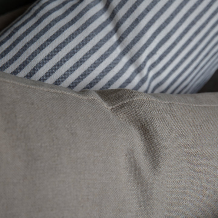 White Stripe Slubby Linen Cushions