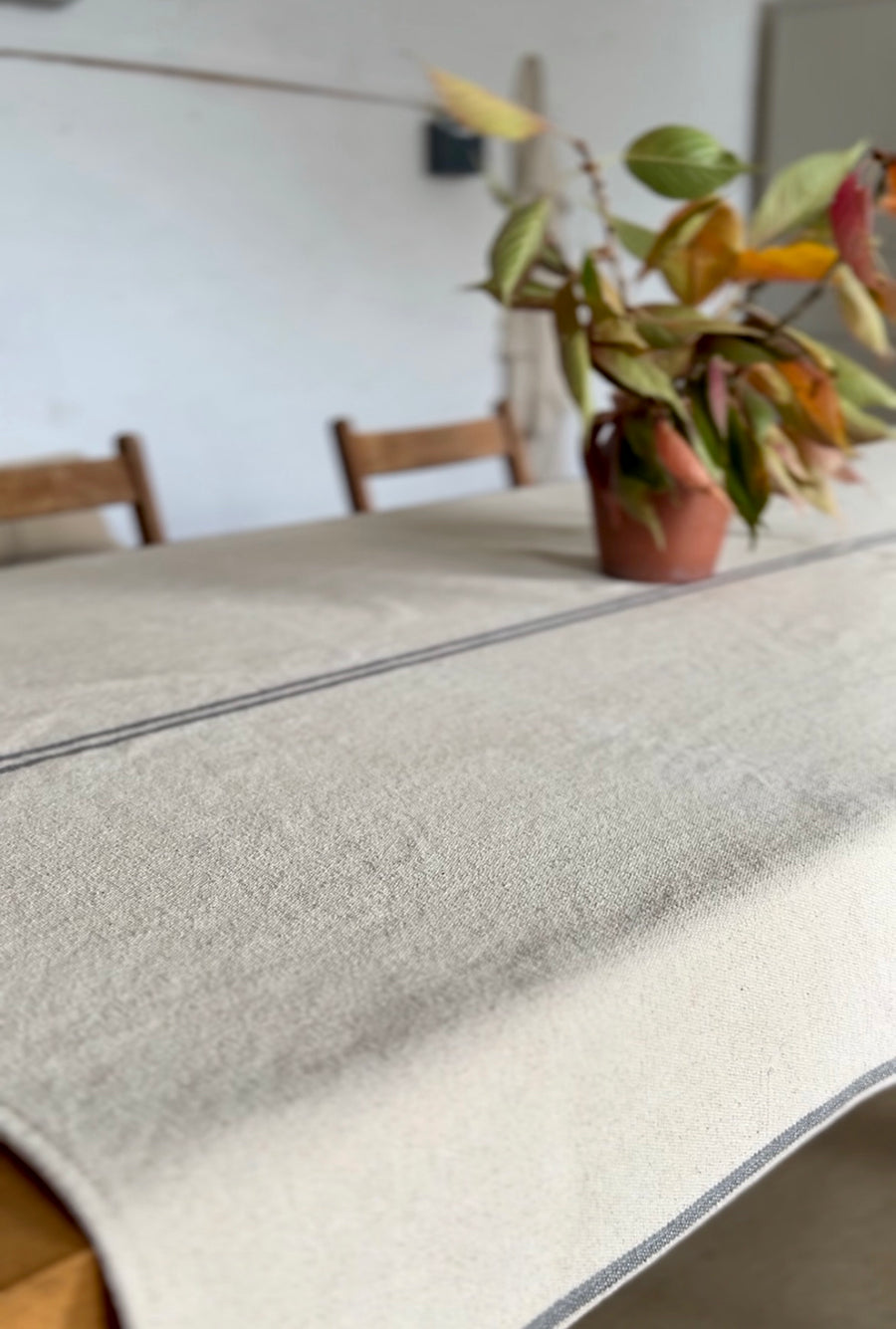 Rustic Grey Stripe Grainsack Tablecloth